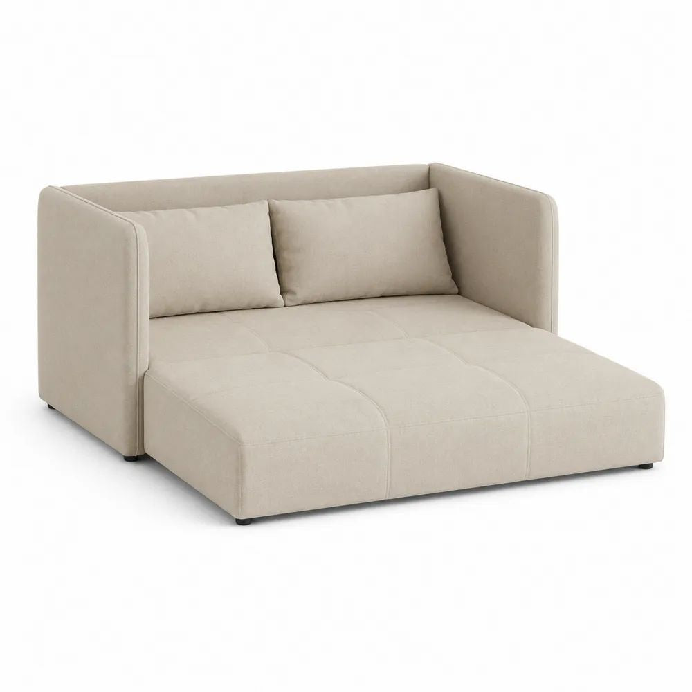 Canapé convertible 2 places en tissu beige, couchage 160 × 180 cm, dimensions 180 × 92 × 78 cm